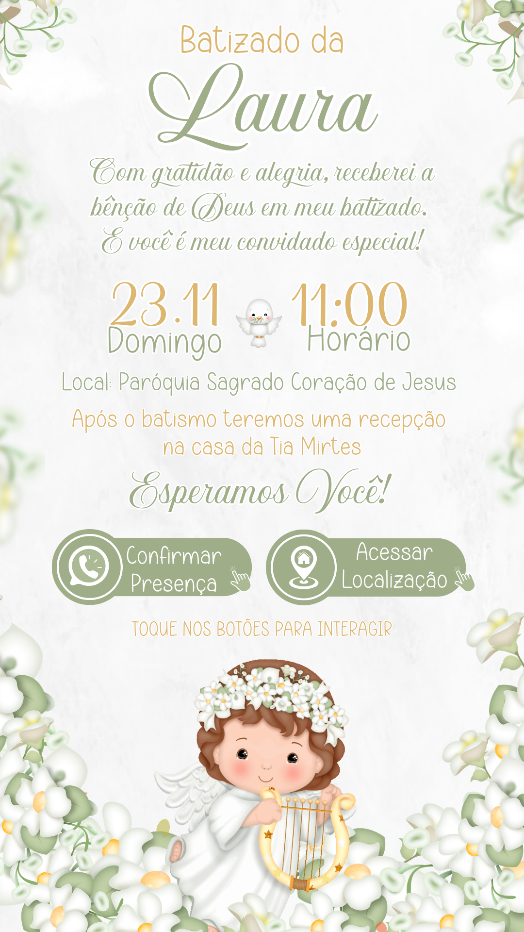 Convite Interativo - Batizado Menina